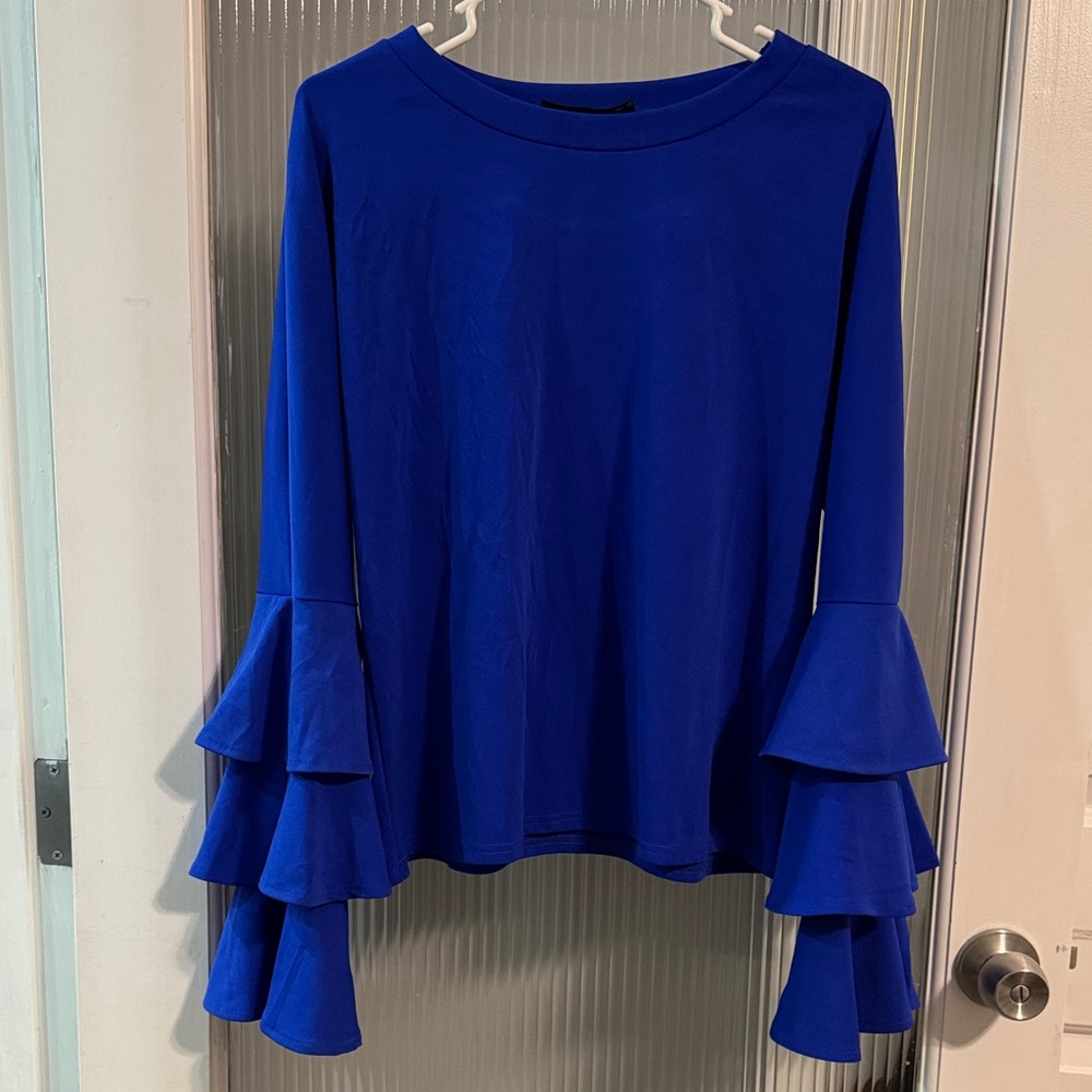 Women’s Royal Blue Ruffle Bell Sleeve Top